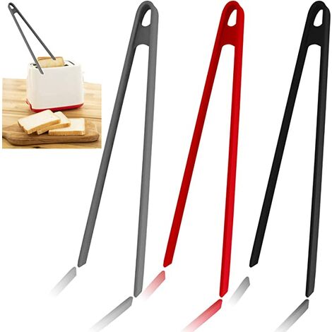 Pinces à toast en silicone 3 pièces, pinces de dessous de plat pour la cuisson, longues pinces à griller pour grille-pain, steak frit