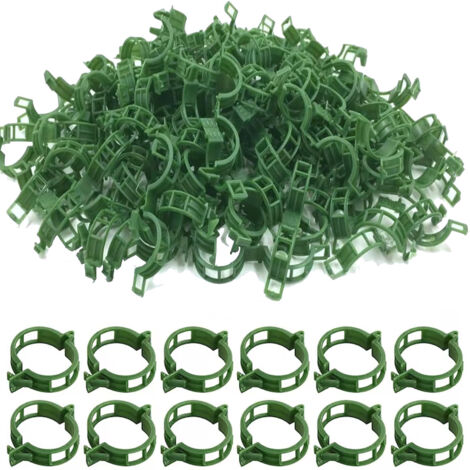 Pinces à tomates en plastique pour le support des plantes au jardin, fabriquées dans un matériau durable et dotées d'un mécanisme facile à utiliser, réutilisables et à fixation sécurisée.