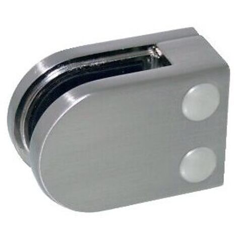 Pinces à verre pour garde-corps - modèle 02 - demi-ronde 45x63 mm - support plat - zamak noir RAL 9005 - DESIGN PRODUCTION