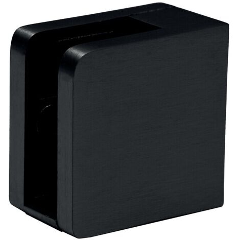 Pinces à verre pour garde-corps - modèle 21 - carré plat 45x45 mm en inox 316 finition noir anthracite Dark par 4 - DESIGN PRODUCTION