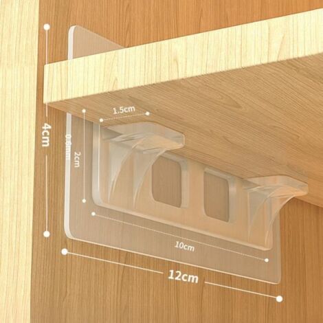 Pinces adhésives pour Support d'étagère, 2pièces, Support de cloison de placard, Support de cintre mural autocollant