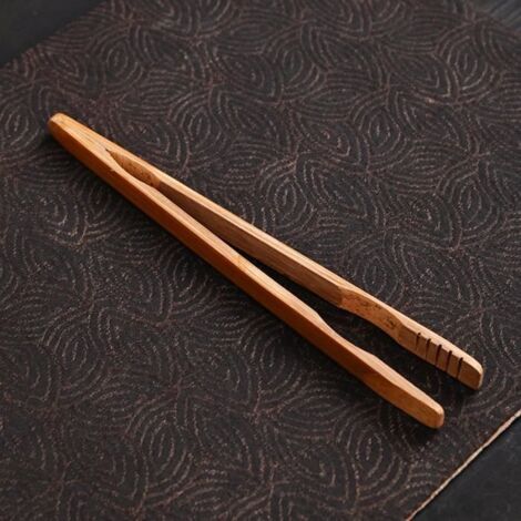 Pinces alimentaires - Ustensiles de cuisine - Bambou - Lot de 2 - Anti-chaleur - Marron