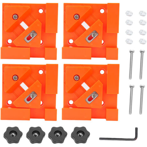 Pinces carrées pour boîte à bois, Angle droit de 90 degrés réglable, outil de serrage d'angle en acier inoxydable, Orange 4 pièces