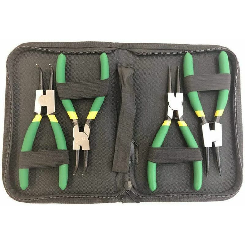 Lucky-88 - Pinces à circlips, 4 pinces à circlips Pinces à circlips Pinces à circlips 125 mm Poignées antidérapantes Pinces à anneaux Jeu doutils,