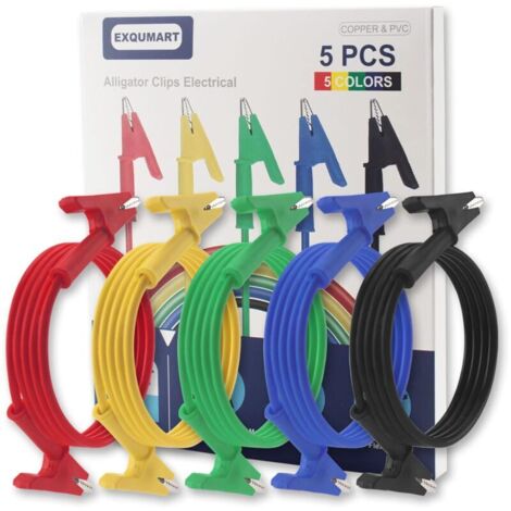 Pinces Crocodile Électriques 15A, Câbles Souples 1m Gainage PVC pour Tests Précis