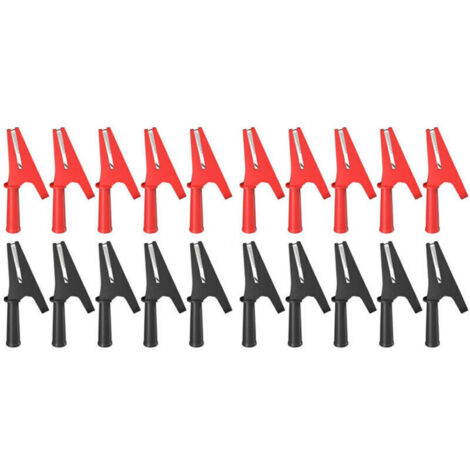 Pinces Crocodiles Isolées 30A 20 Pièces avec Prise Banane 4mm pour Tests Batterie Auto Rouge/Noir