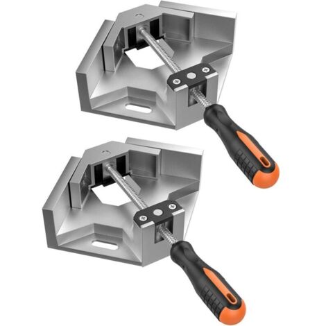 Pinces d’angle à 90°, lot de 2, en aluminium réglable et robuste, idéales pour l’ébénisterie, la fabrication de meubles, de tiroirs, de charpentes bois et de soudure