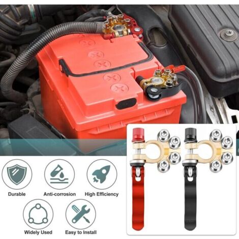 Pinces de batterie 12 V / 24 V à dégagement rapide – Bornes positives et négatives pour voiture, moto, camping-car, caravane et bateau
