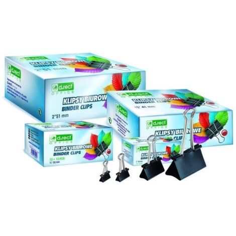 Pinces de bureau D.RECT 51 mm - noires, 12 pièces - solides et durables