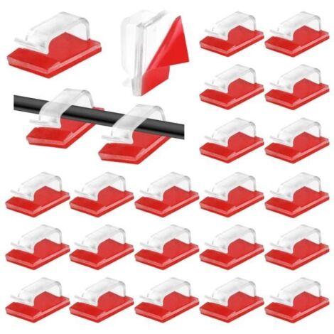 Pinces de Câble Auto-Adhésifs - 120Pcs - 3 Tailles - Clips Rangement de Câble avec Tampons Auto Adhésifs