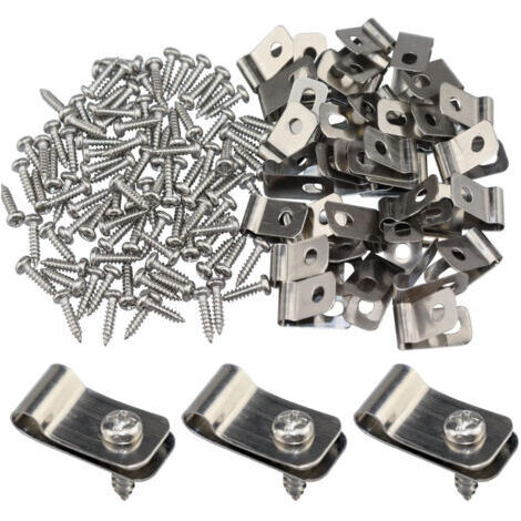 Pinces de fixation pour clôture clips de fixation pour grillage cloture clips de fil en acier inoxydable avec vis colliers de serrage pour clôture en bois, vinyle ou métal (100 pièces)