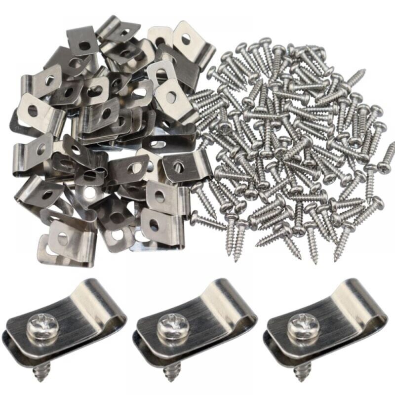 Cyslmuk - Pinces de fixation pour clôture clips de fixation pour grillage cloture clips de fil en acier inoxydable avec vis colliers de serrage pour
