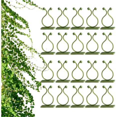 Pinces de fixation pour plantes grimpantes, pinces pour plantes de jardin, pinces de support pour plantes, pinces pour plantes en plastique, vertes - 20 pièces.