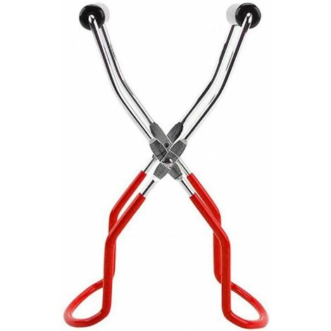 Pinces De Levage Bocal avec Poignées en Caoutchouc Trousse à Outils Poignée Acier Inoxydable Longue Pince pour Bocaux Anti Lève-bocaux Verre Lève-Bocal (Red)