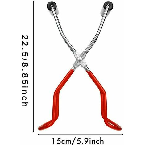 Pinces De Levage Bocal avec Poignées en Caoutchouc Trousse à Outils Poignée Acier Inoxydable Longue Pince pour Bocaux Anti Lève-bocaux Verre Lève-Bocal (Red)