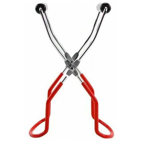 Pinces De Levage Bocal avec Poignées en Caoutchouc Trousse à Outils Poignée Acier Inoxydable Longue Pince pour Bocaux Anti Lève-bocaux Verre Lève-Bocal (Red)