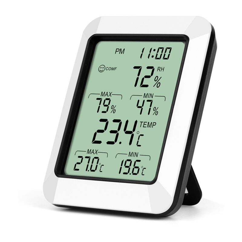 ABC - Thermomètre et hygromètre numérique intelligent avec écran lcd et alarme de temps Max./Min. Fonction de valeur Thermo-hygromètre Jauge de