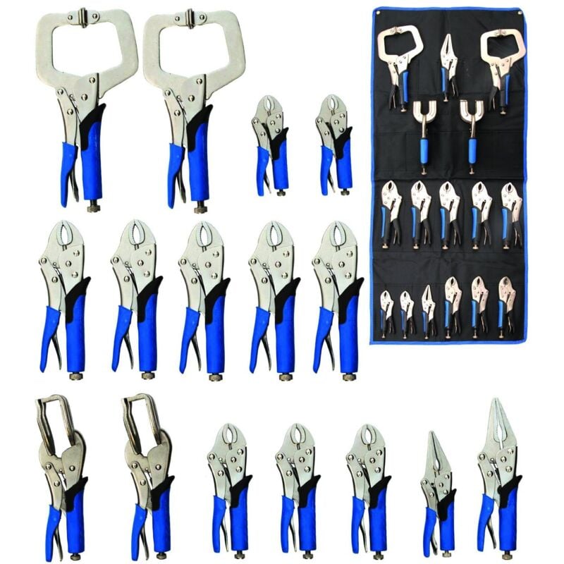 Jeu de 16 pinces etau carrossier bgs- rondes - de soudure - becs fins