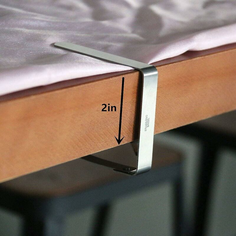 Vuszr - Pinces à nappe d'extérieur Grandes pinces de couverture de table pour tables de 2 pouces d'épaisseur, supports flexibles en acier inoxydable