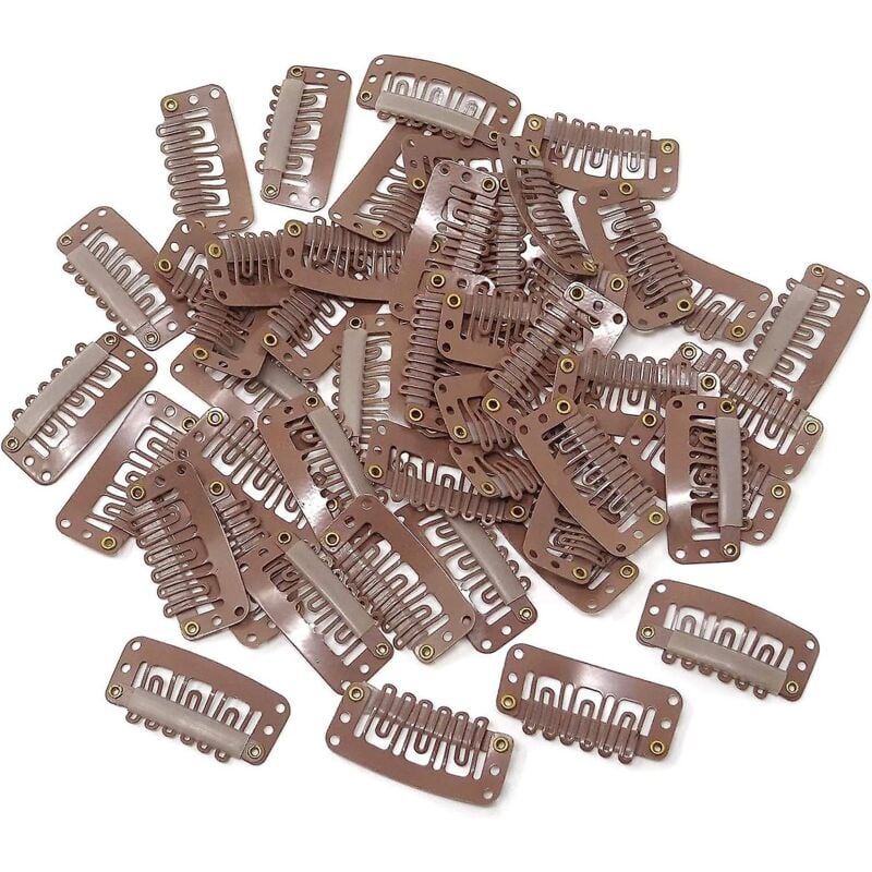 Pinces pour extensions de cheveux, pinces à pression en métal pour extensions de cheveux et trames, pinces à perruque en forme de u avec caoutchouc