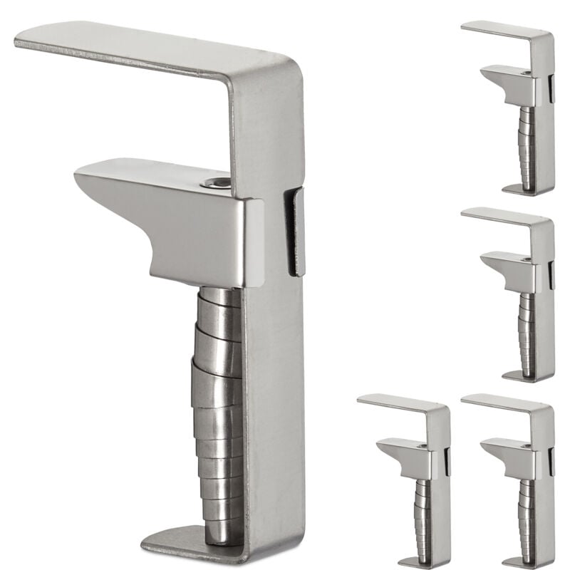 Relaxdays - Pinces pour nappe, lot de 15, clips réglables pour table épaisse, acier inoxydable, jusqu'à 4 cm, argenté