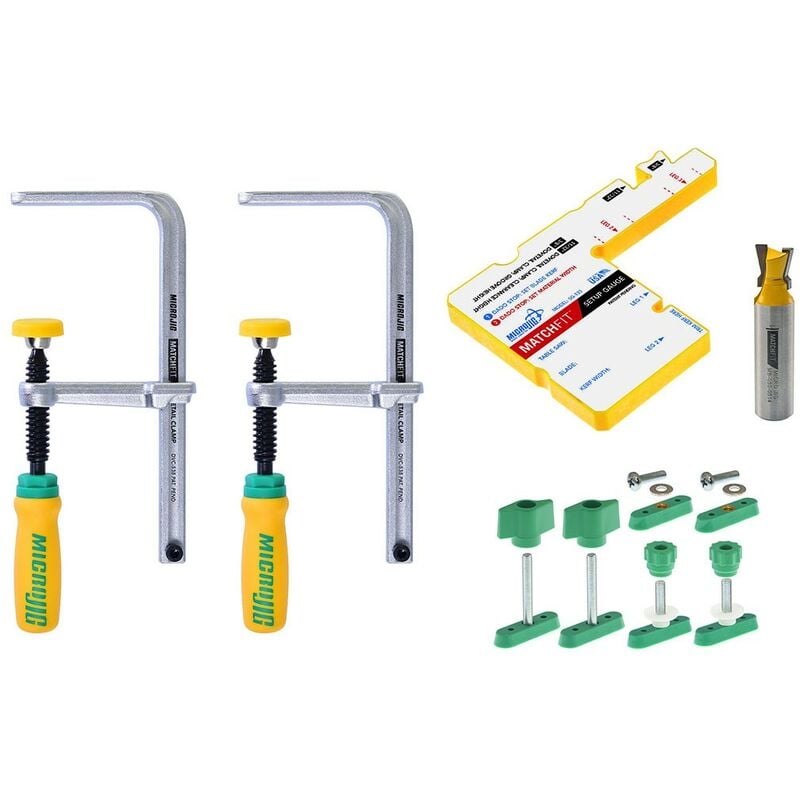 Pinces à queues d'arondes Matchfit DVC-1177 + accessoires - MICROJIG Diamètre de la Tige: 1/4" (6,35 mm)