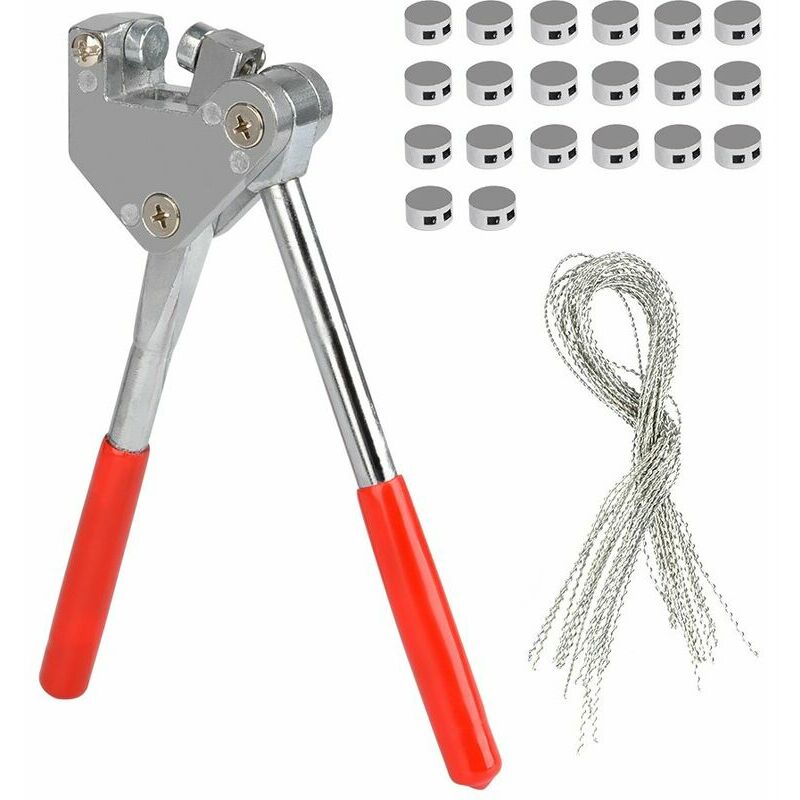 Pinces à sceller Set de pinces à plomb rouge 10 mm poignée en plastique (1x pince à cable de scellage + 20 x fils + 20 x fils de scellage)
