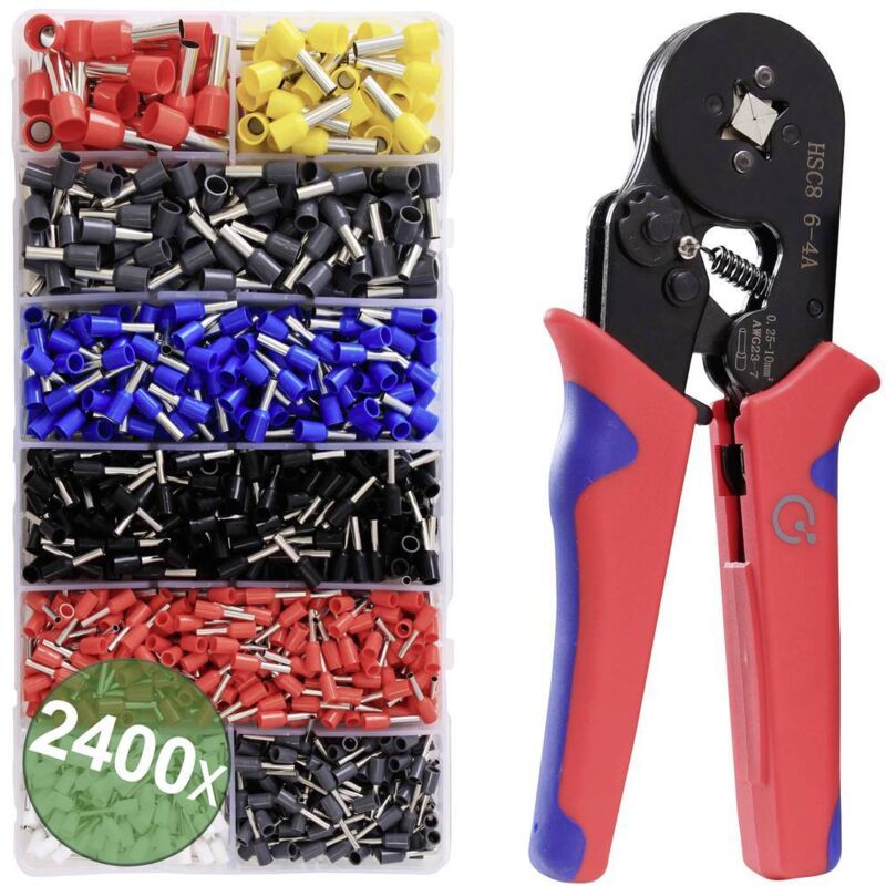 Quadrios 22T007 22T007 Set doutils de sertissage pour embouts de câble 0.25 à 10 mm² assortiment dembouts inclus