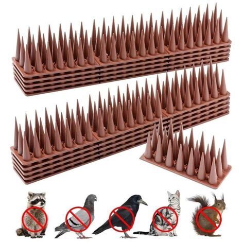 Pincho antipalomas, 5m, antipalomas para balcón de plástico, repelente de pájaros, pincho antigatos, repelente de pájaros para ahuyentar palomas, cuervos, gorriones, gatos, 10 piezas, color marrón.