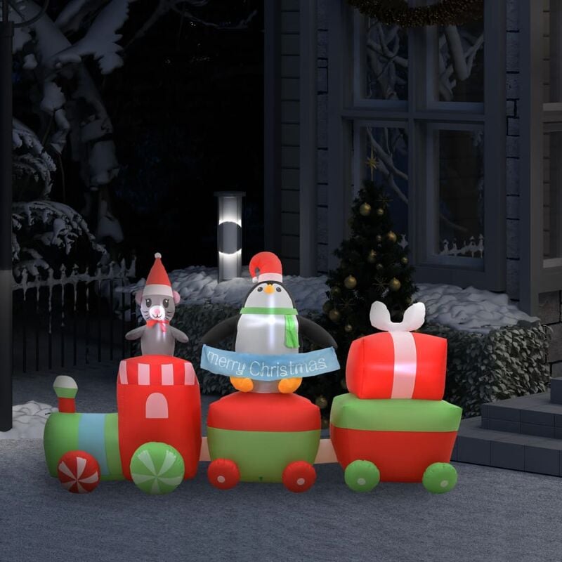 

Pingüino y ratón inflable en tren de Navidad LED IP44 350 cm