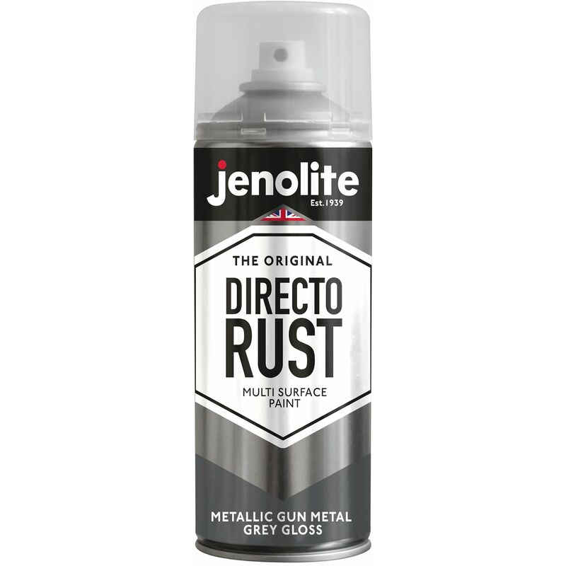 Mm_unverified_brand - Gun Metal Grey - 1 x 400ml Aerosol - jenolite Directorust Metallic Gloss Spray Paint - Gun Metal Grey - Apply Direct to Rust