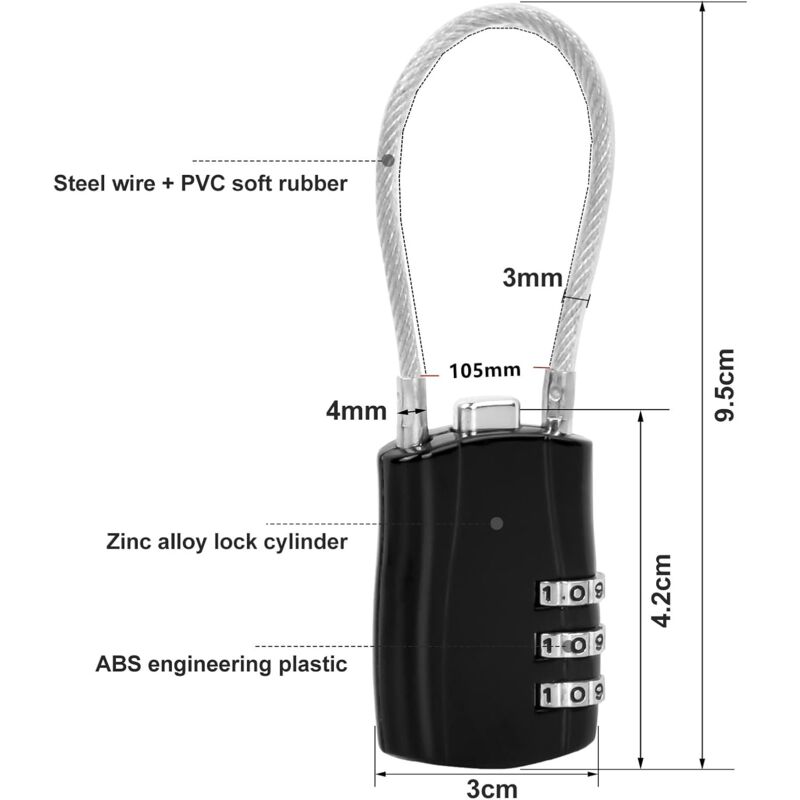 Pink + Blue (2pcs)) Luggage Padlock, Mini 3 Digit Combination Padlock, Combination Padlock, Suitcases, Luggage Bags, etc