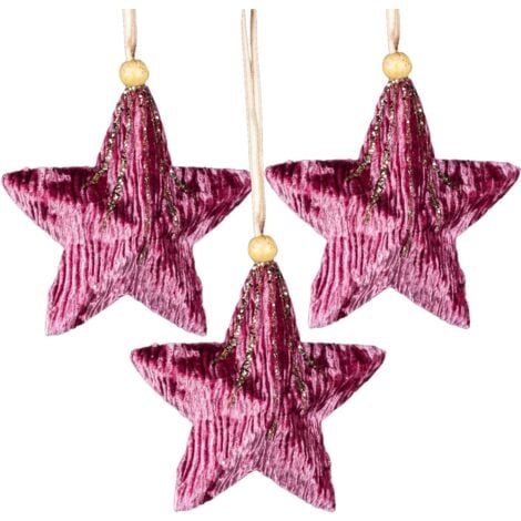 Pink Burgundy Star 10.5cm - Christmas Tree Hanging Decorations Ornaments Themed,3pcs