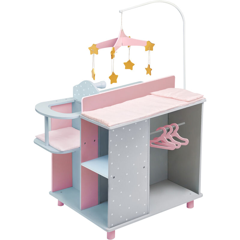 Pink Baby Doll Changing Table Nursery Playset Station With Highchair & Mobile TD-0203AG - Olivia's Little World