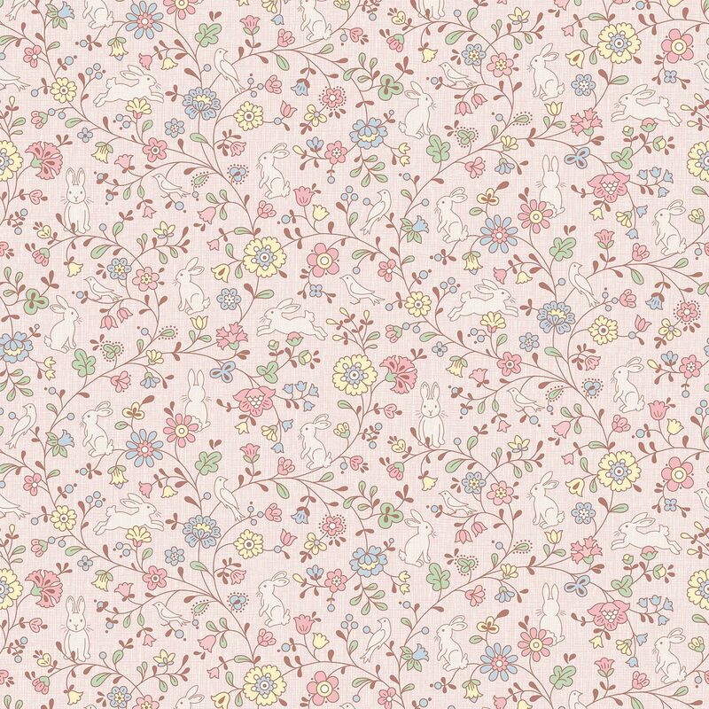 Pink Floral Wallpaper Grandeco Kids Animal Paste The Wall Textured Vinyl