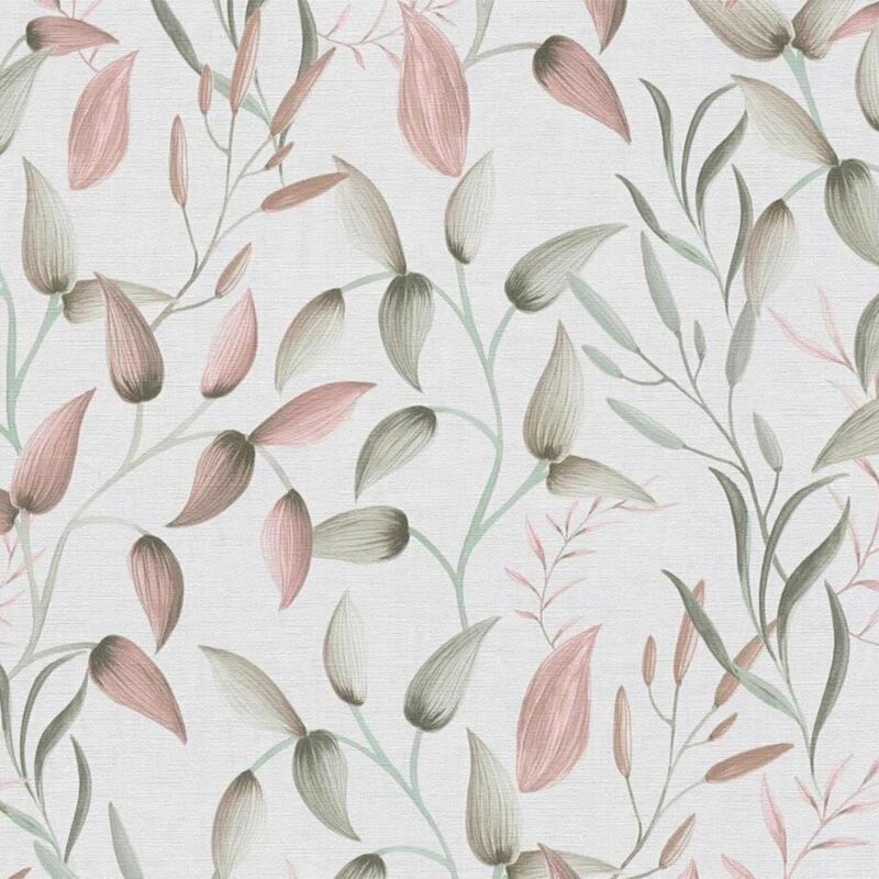 A.s. Creations A.s.creations - Pink Green Flower Bulb Wallpaper Floral Botanical Textured Paste The Wall Vinyl