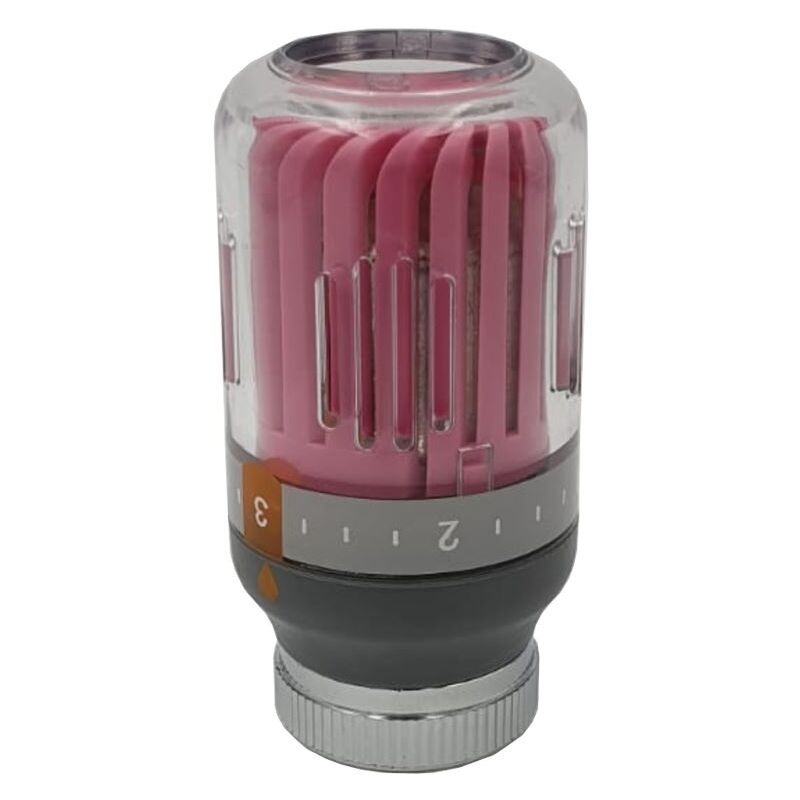 Goshe - Pink/Grey Radiator Thermostatic Valve Head M30x1,5 Crystal Colour 8-30C Temperature