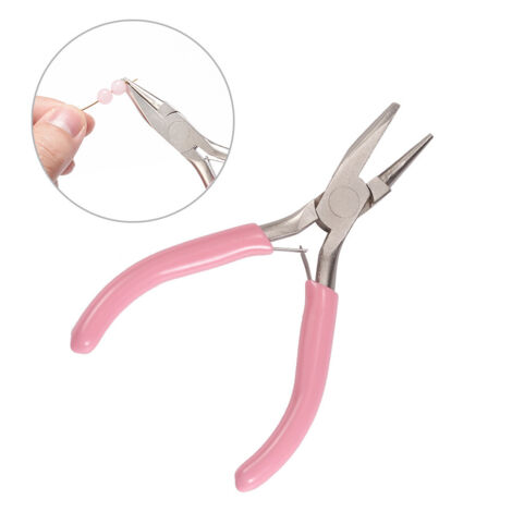Pink handle nickel-iron single-section round concave pliers DIY h