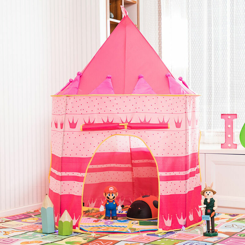 Pink Kids Tent Castle Tent for Kids Pop Up Portable Play Tent with Carry Bag Girls Boys Indoor Outdoor