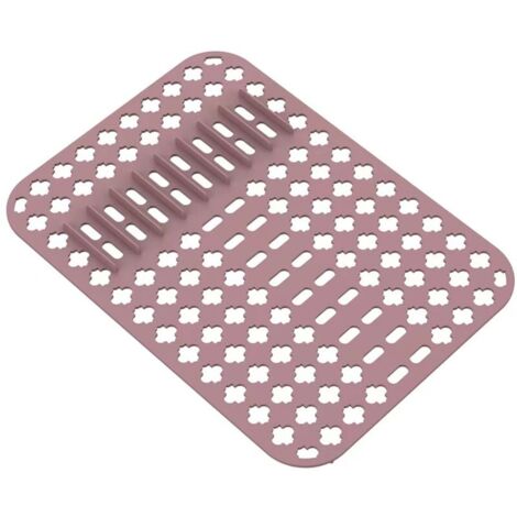 Pink Sink Mat, Silicone Protector Mat, 40 x 29 cm, PVC Kitchen Sink Mat for Sink and Drain Holes YMYNY