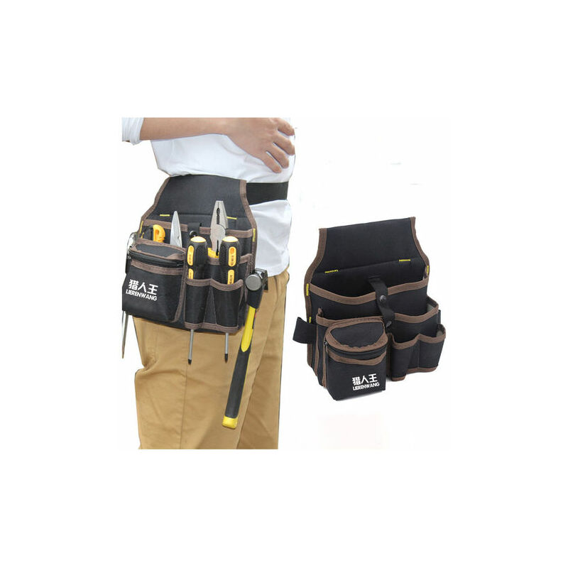 Rose - Pink Tool Belt with 7 Pockets, Tool Pouch, Waterproof Oxford Fabric, with Adjustable Straps, for Electricians, Carpenters, Builders