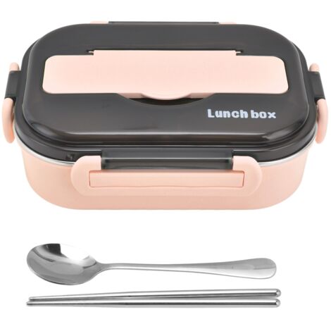 Pinke Bento-Box, 1000 ml, 2 Fächer, luftdicht, robust und tragbar – ideal fürs Mittagessen
