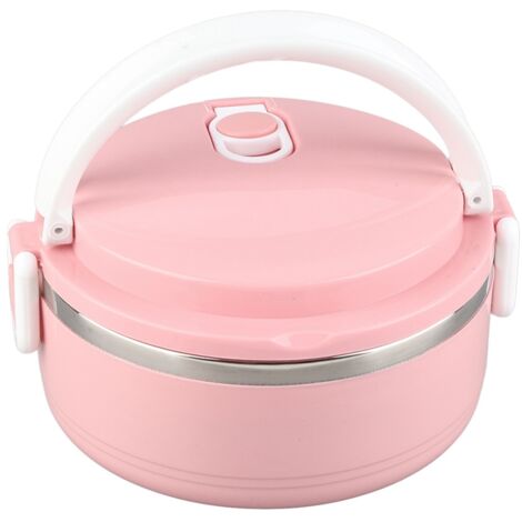 Pinkfarbene, tragbare, isolierte Lunchbox aus Edelstahl für Nudeln und Reis