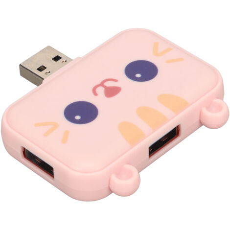 Pinkfarbener 3-in-1-USB-Hub für Laptops mit USB 3.0-, USB 2.0-Anschlüssen und Maus-/Tastaturanschluss