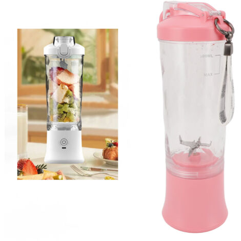 Pinkfarbener tragbarer Standmixer - 600 ml, 150 W, 18000 U/min, USB-Anschluss, 4000-mAh-Akku, auslaufsicherer Deckel und 2 Modi (Mixen/Pulsieren)