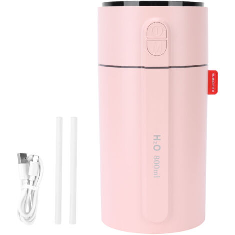Pinkfarbener USB-Luftbefeuchter mit Dual-Nebel-Funktion und Smart-Display fürs Büro