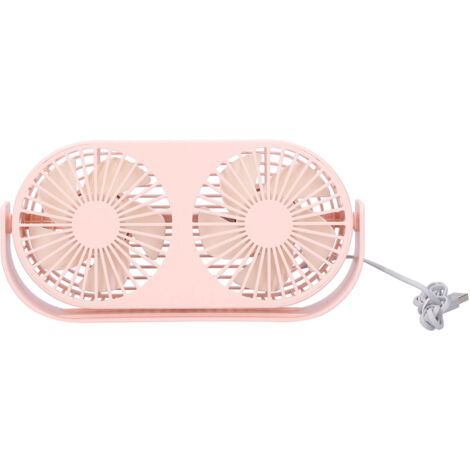 Pinkfarbener USB-Tischventilator mit zwei Ventilatorköpfen, verstellbarer Mini-Aromatherapie-Ventilator für Zuhause und Büro