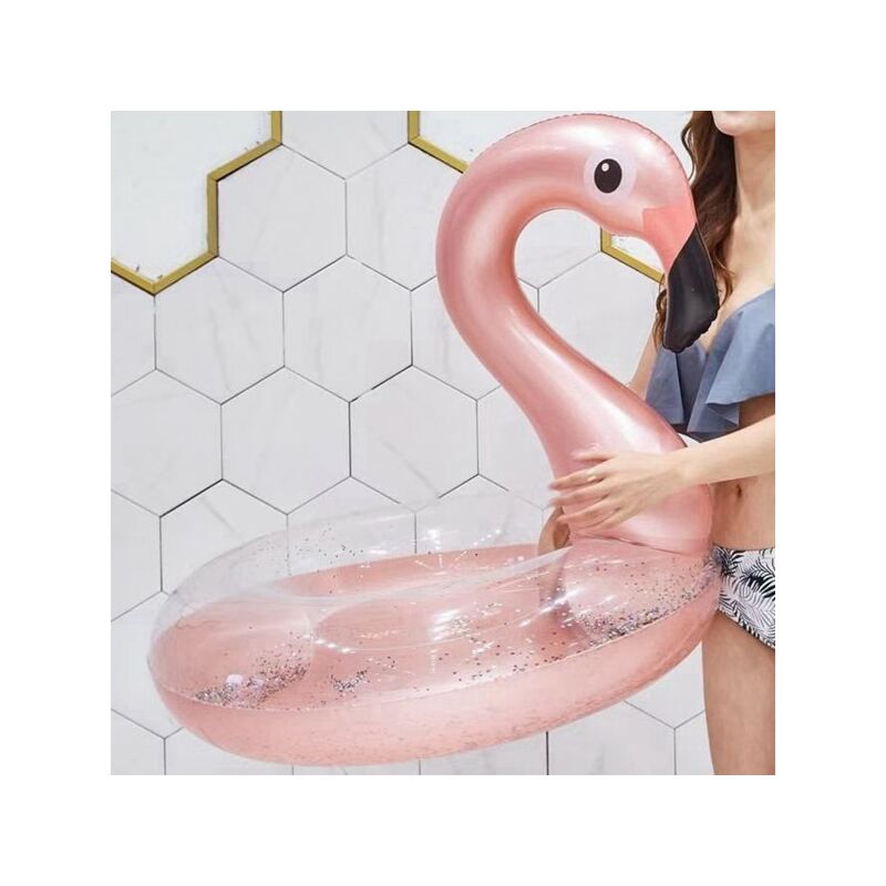Boya Salvavidas Inflable Flamingo Rosa Glittery Sea Donut Diametro 90 Cm