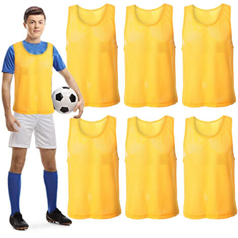 Pinnie - Maille Polyester - Pour Football Basket Ball - Adulte Enfant - Jaune - Lot de 6