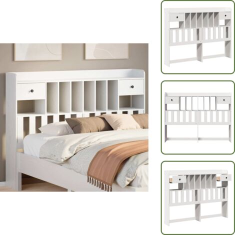 Pino blanco - vidaXL Cabecero de cama almacenaje madera maciza pino blanco 150 cm - Cabecero independiente
